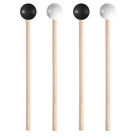 4Pcs Tongue Drum Mallets for Kids, Children's Rubber Drumsticks 5.8 in, Wooden Percussion Sticks for Xylophone Glockenspiel (Black and White)