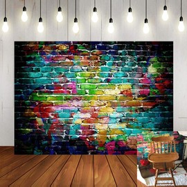 Colorful Brick Wall Photography Backdrop 5x3ft Vinyl Graffiti Backdrops Children Portrait Photo Background Studio Props Booth Birthday Party Decor Supplies Photoshoot