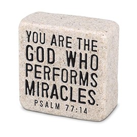 Lighthouse Christian Products Who Performs Miracles Scripture Block Cream 2.25 Inch Cast Stone Plaque