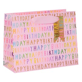 Glick Luxury Gift Bag - Happy Birthday Landscape Gift Bag, Pink, Medium, 175 x 225 x 100mm