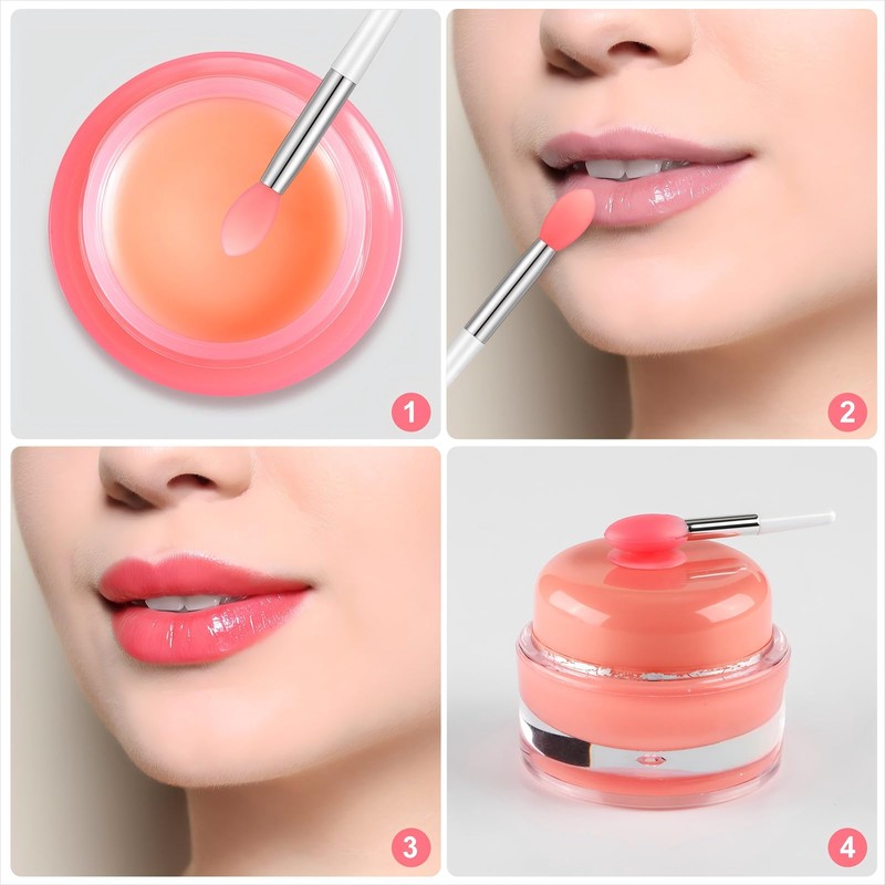 Newtay 20 Pcs Silicone Lip Brush Covers and Brushes for