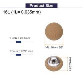 HARFINGTON 10 botones cubiertos de tela de 16 litros, 10 mm, vástago de metal, redondo, costura para manualidades, botones de repuesto para costura, ropa, abrigos, blusas, suéteres, color marrón claro