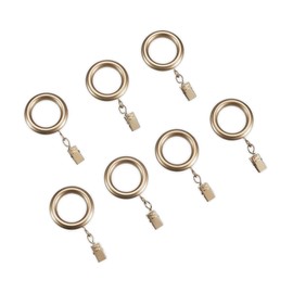 Cambria® Total Blackout Clip Rings for Curtains, Heavy Duty Premium Curtain Clip Rings for Room Darkening Blackout Curtains, Set of 7, 1 1/4", Warm Gold