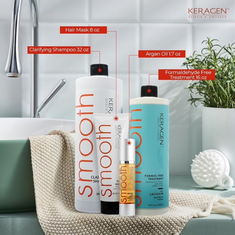Keragen Brazilian Keratin Smoothing Treatment | Formaldehyde-Free Blowout Kit for