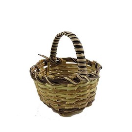Melody Jane Dollhouse Deep Wicker Basket Woven Round with Handle Accessories