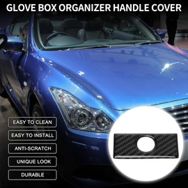 TUCKBOLD Glove Box Organizer Handle Cover for Infiniti G37 2008-2013 / G35 2007-2008 / G25 2011-2012 / Q60 2014-2015 Interior Trim Sticker Black Carbon Fiber