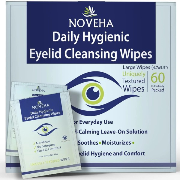 NOVEHA Daily Hygienic Eyelid & Lash Wipes | For 60
