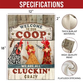 Kilyhome Garden Flag Christmas, Chicken Coop Yard Flag Markers, Welcome Banner for Rustic Farmhouse, Funny Chicken Gifts Sign for Women Men Farmer