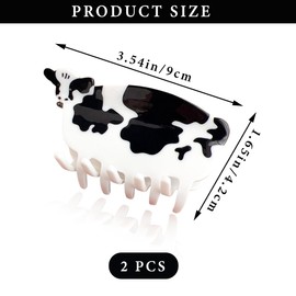 2 PCS Cow Shape Hair Claw Clips Acetic Acid Hair Clip Cute Animals Hair Claw Clips for Women Girls Thick Thin Hair Hair Accessories Non Slip Strong Hold Hair Catch Clamp Barrettes