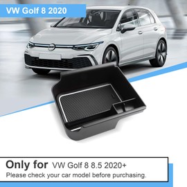 Coleya Centre Console Storage Box Compatible with VW Golf 8 8.5 GTI GTD GTE 2020-2025, Golf 8 Accessories Armrest Organiser, VW Golf 8 Centre Armrest Glove Box with Non-Slip Mat (White)