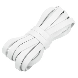 QUARKZMAN Flat Leather Strap, 5.5 Yard 10 mm Leather Strip Shoelaces for DIY Crafts, Bracelet, Purse, Pure White