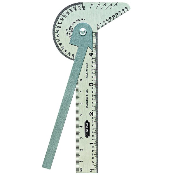General Tools 16ME Pocket-Sized 6-In-1 Multi Use Rule and Gage with 4-Inch Ruler and Etched Graduations in 64ths of an Inch and Millimeters