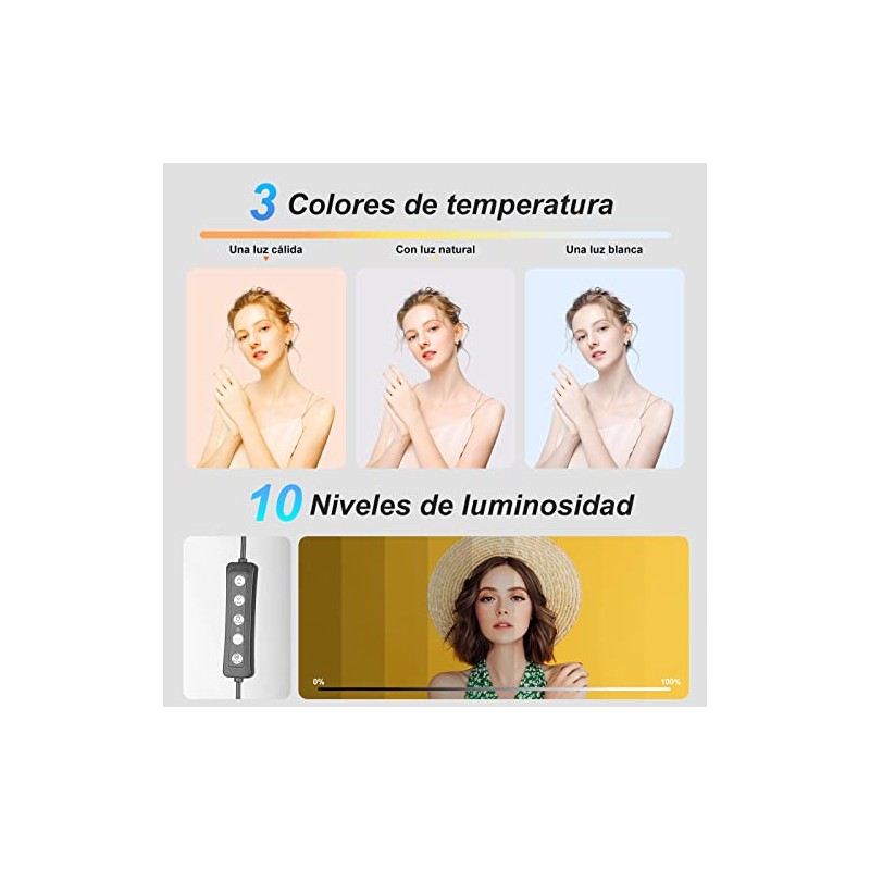 KOSCHEAL Aro de Luz con Tripie 10, hasta 1.8 m,