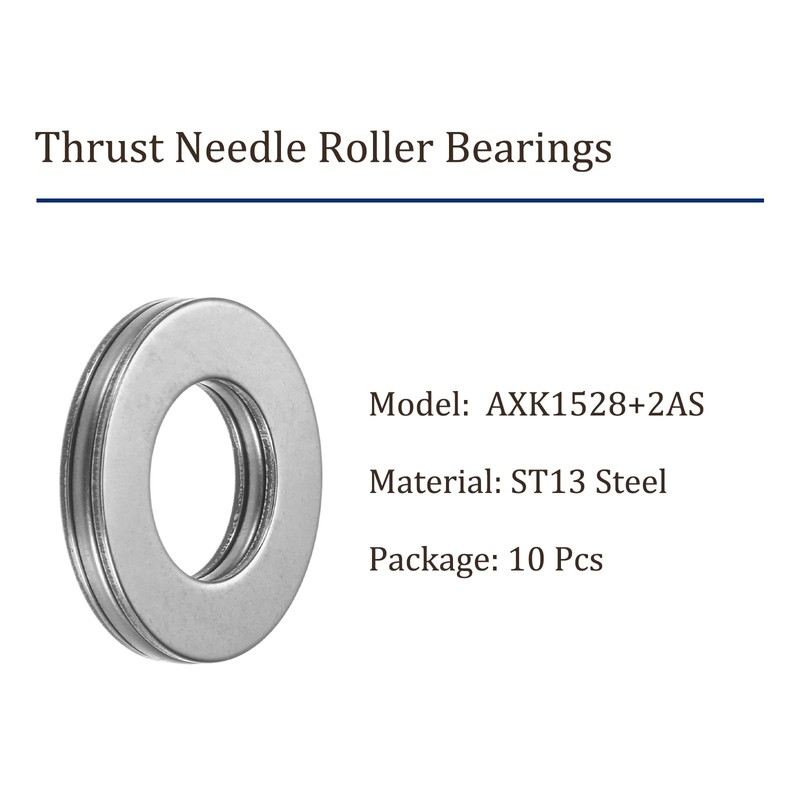 Kozelo 10pcs AXK1528 Thrust Needle Bearings - [15mm Bore x