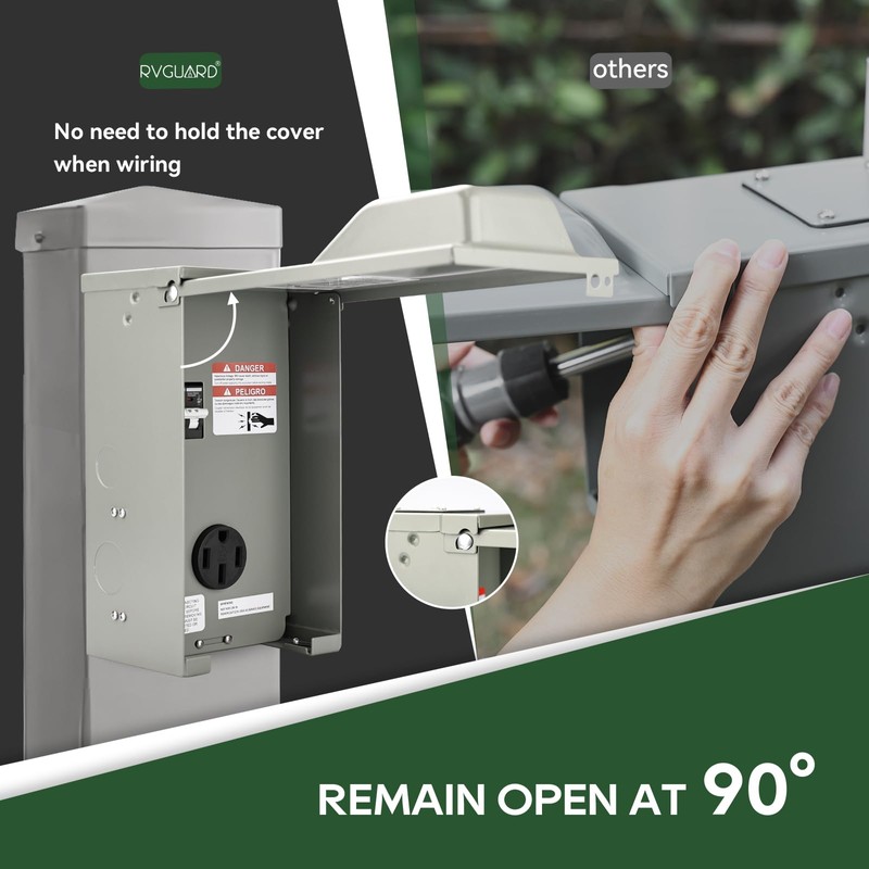 RVGUARD 50 Amp RV Power Outlet Box with Breaker, ETL