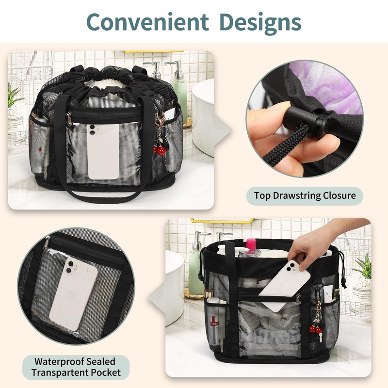 Large Shower Caddy Portable, Mesh Shower Caddy with Hook, Hanging