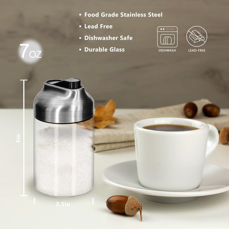 Aelga Glass Sugar Dispenser with Pour Spout, Weighted Pourer, Coffee