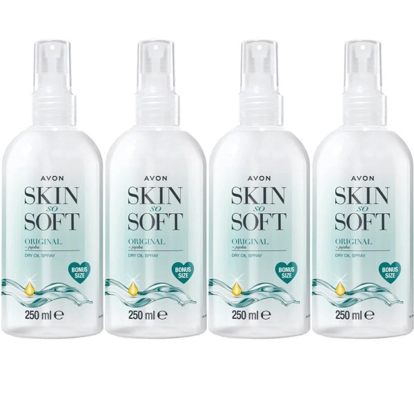 4 X Bottles Avon Skin So Soft Original Dry Oil