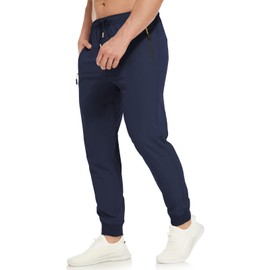 SPOSULEI Joggers for Mens Lightweight Athletic Workout Hiking Pants Summer Quick Dry Tech Casual Travel Gym Jogging Sweatpants with Pockets DarkBlue Large/28