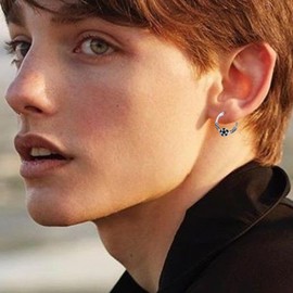 Football Earrings 925 Sterling Silver Hypoallergenic Football Hoop Earrings Sports Earrings for Men and Women, Sterling Silver, Cubic Zirconia