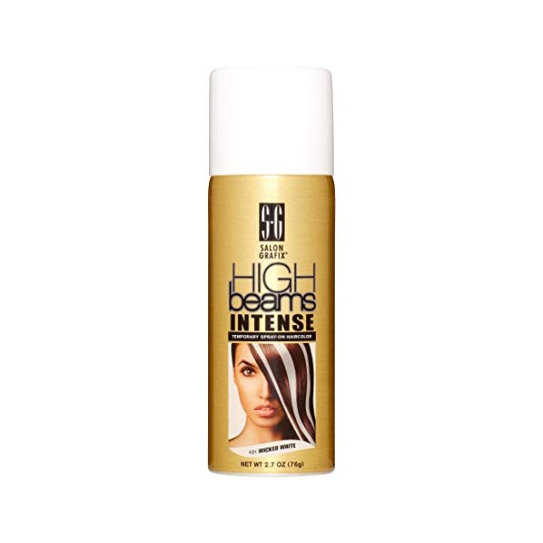 High Beams Intense Spray-On Hair Color –Wicked White - 2.7 Oz - Add Temporary Color Highlight to Your Hair Instantly - Great for Streaking, Tipping or Frosting - Washes out Easily