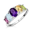 TJC Multi Gemstone Five Stone Ring for Women in 925