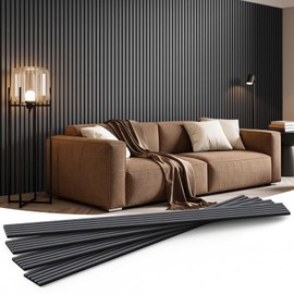 INMOZATA Wood Panels for Wall, 4 Pack 94.5" x 7.9" 3D Fluted Fire Resistant Acoustic Accent Wall Panel for Interior Wall Decor, Living Room, Bedroom, Office (Black)