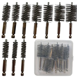 Stainless Steel Drill Brush Bore Brush Wire Brush for Drill,Metal Cleaning Drill Brush Set,1/4Inch Hex Shank 10pcs Diameter Options Small Wire Brush Attachments for Power Drill Cleaning Plumbing