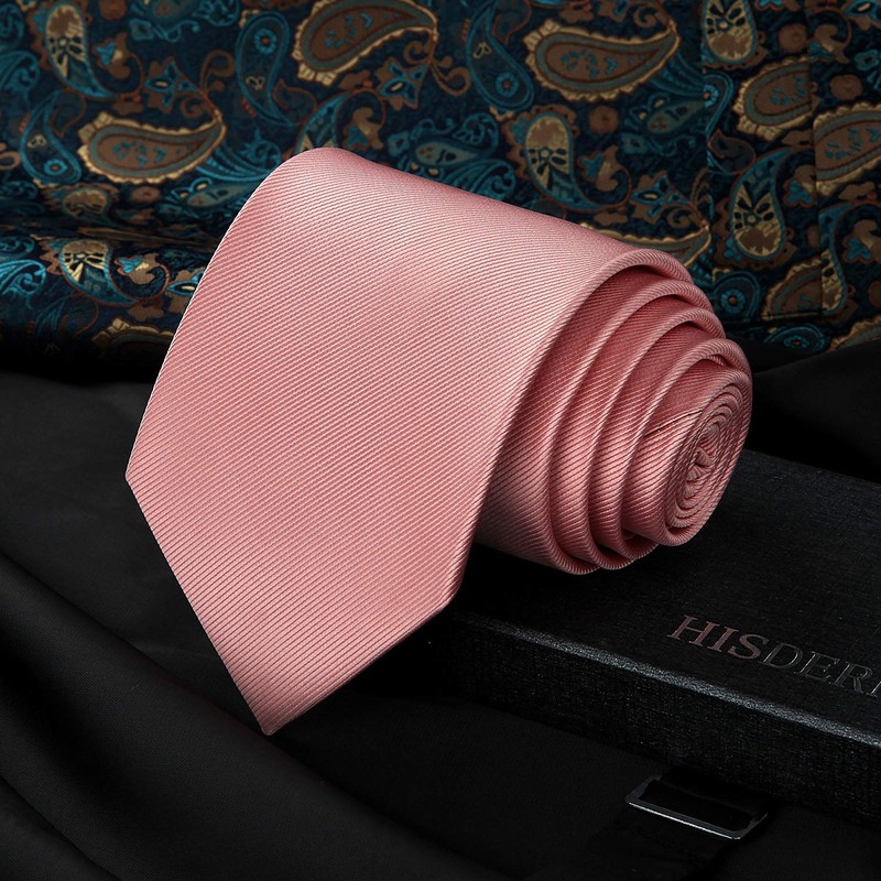 HISDERN Men's Wedding Ties and Pocket Square Tie Clip Set,