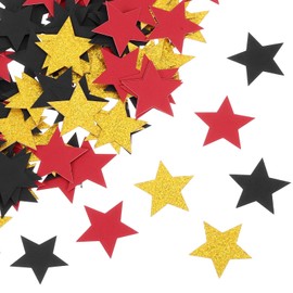MECCANIXITY 200Pcs Star Confetti Glitter Confetti Table Confetti Decor for Party Wedding Festival Decorations,1.2x1.2Inch,Gold, Red, Black
