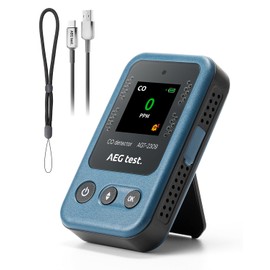 AEGTEST AGT-2309 Portable Carbon Monoxide Detector, 15-Day Standby, Rechargeable Mini CO Monitor with Lanyard for Travel & Camping, Handheld CO Meter with Audible & Visual Alerts, 0-1000ppm - Blue