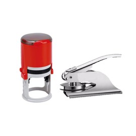Nebraska Notary Silver Seal Embosser Bundle with Red R-542 Round Self Inking Stamp