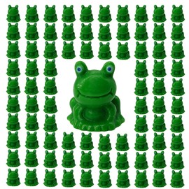 DoubleWood Mini Frogs Figurine Set, 100 Pieces, Green Plastic Miniature Frogs Tiny Animals Miniature Figures Garden Decor (100PCS)