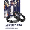 Bandmax Masonic Freemason Bracelet for Men Black Leather Freemason Masonic