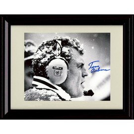 Tom Osborne Autograph Promo Print - Nebraska Football- in The Snow - Framed 8x10