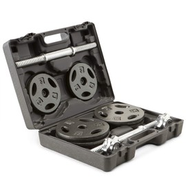 Marcy Adjustable Cast Iron Dumbbell Set with Case, Plates, Handles and Collars ADS-42, Chrome, 40 lb.