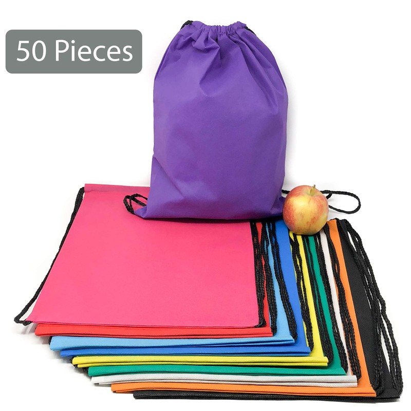 50 Pack Bulk Drawstring Bags - Polyester Backpacks