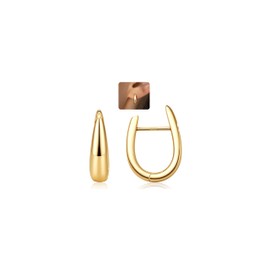 LOLIAS 14K Gold Hoops Earrings for Women 925 Sterling Silver Hypoallergenic U Shaped Chunky Gold Earrings with AAA+ CZ Huggie Hoop Earrings Small Gold Earrings for Women