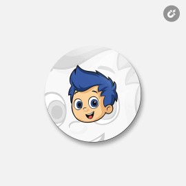 Unbranded Bubble Guppies Cartoon Gil Face | 4'' X 4'' Round Decorative Magnet