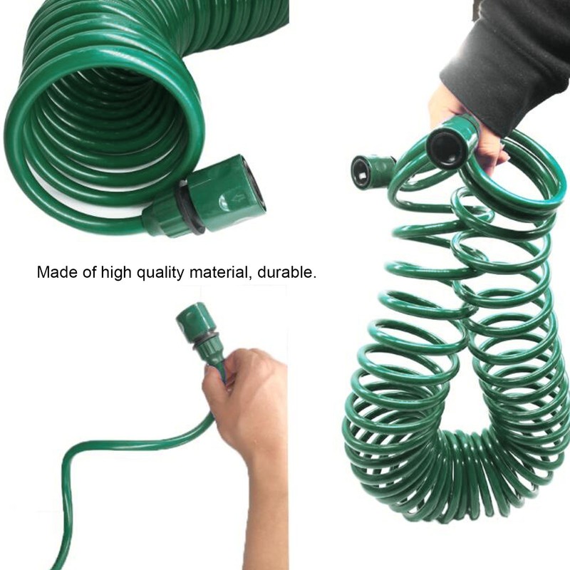 7.5M Coiled Water Hose Retractable Water Pipe Sprayer Connector Garden