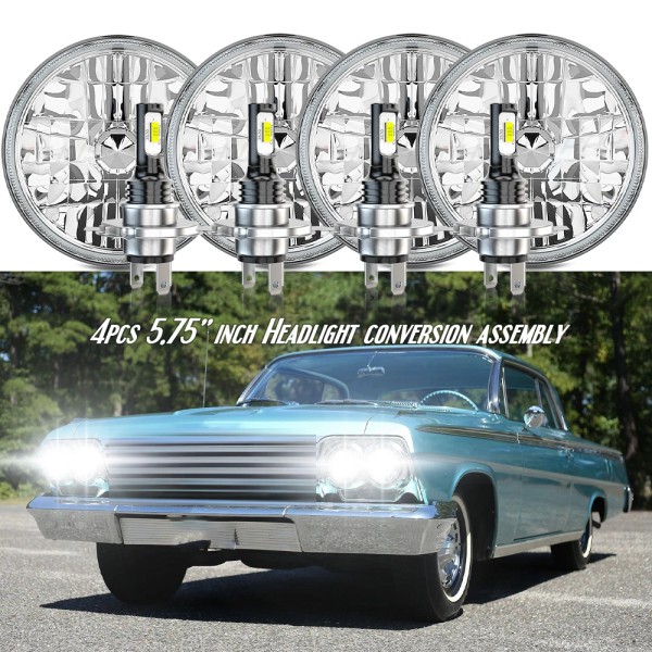 CHUSYYRAY 5.75" 5-3/4" Round LED Headlights Hi-Low Beam For Chevy