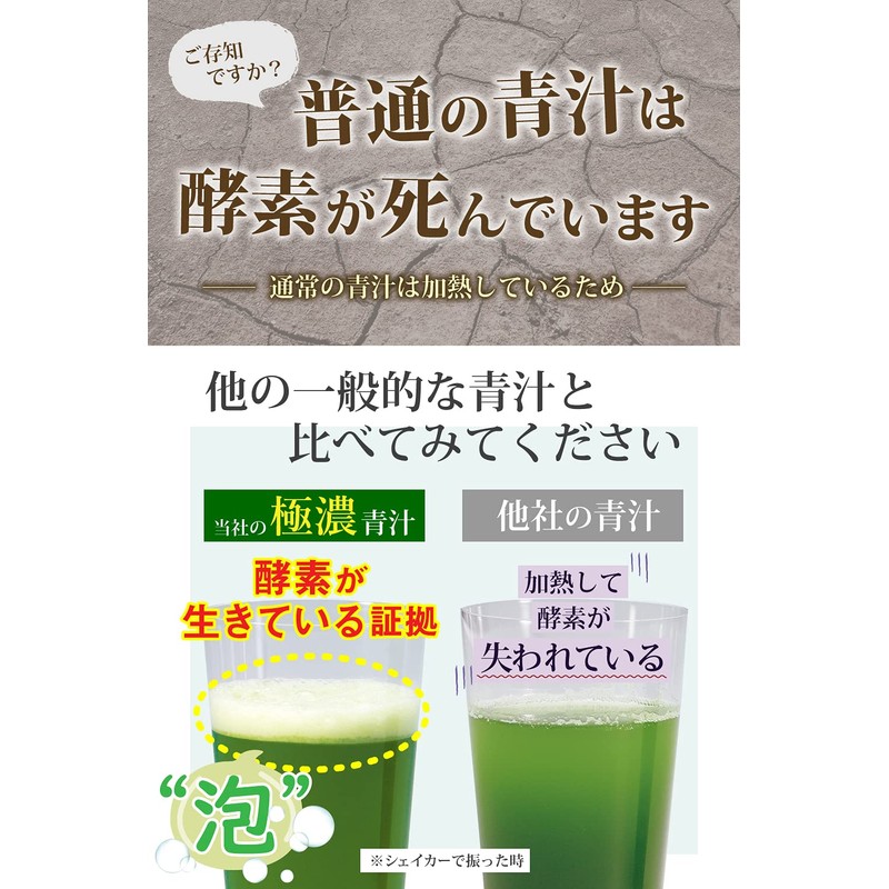 極濃 青汁 乳酸菌500億個 生きた酵素 (製薬会社と共同開発) 大麦若葉 無添加 国産 (1個 (x