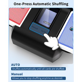 ADZERD Rechargeable Automatic Card Shuffler for 1-2 Decks, Electric Playing Cards Shuffler Machine with Auto & Manual Modes – Ideal for UNO, Poker, Mahjong, Bridge, Spades, Rummy, Casino - Black