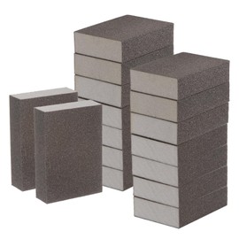 HARFINGTON 16pcs Sanding Sponge Blocks 180-240 Grits Wet/Dry Hand Sanding Sponges Sheet, 100x70x25mm Foam Sanding Block Pad for Polishing Kitchen Metal Wood Drywall Furniture, Brown