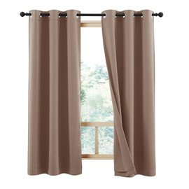 NICETOWN 100% Blackout Panels for Nursery, Super Soft, Heavy Duty and Thick Window Treatment Curtains 63 Inches Long with Same Color Lined for Basement (1 Pair, Cappuccino, 42" Wide Each Panel)