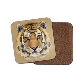 1 x Beautiful Tiger Sketch Cork Backed Drinks Coaster - Animal Big Cat Lion #8215
