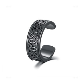 PHNIBIRD Celtic Ear Cuff for Men 925 Sterling Silver Black Ear Cuff for Men and Women Non Piercing Handsome Cool