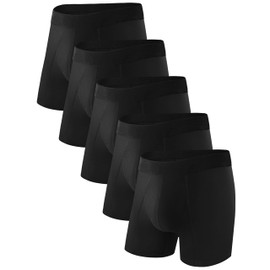 TIICHOO Washable Incontinence Underwear for Men Cotton Regular Absorbency Urinary Leakproof Underwear Boxer Briefs 5 Pack(Small, 5 Black)