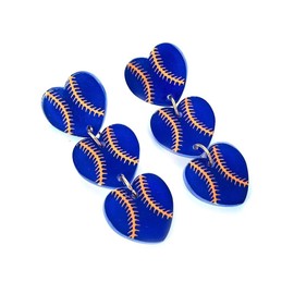twinkle eye Heart Sports Game Ball Hoop Earrings Colorful Blue Acrylic Sports Ball Baseball Volleyball Earrings for Women Game Day Sports Fans Lover Party Jewelry