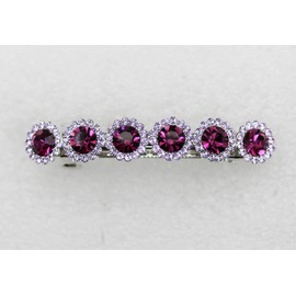 Faship Purple Rhinestone Crystal Floral Small Hair Barrette Clip
